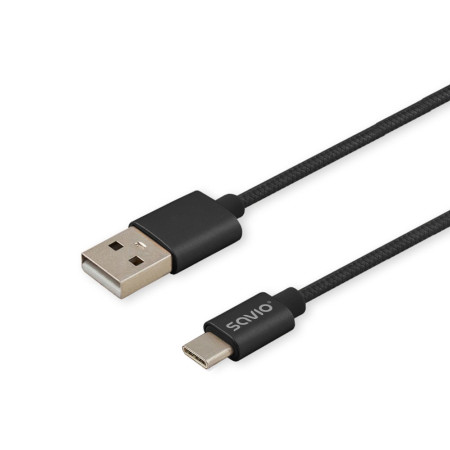 Savio USB 2.0 kabelis 2 m, USB A - USB C, Juoda