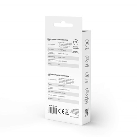 Savio CL-159 USB C - USB C kabelis 1 m Juodas