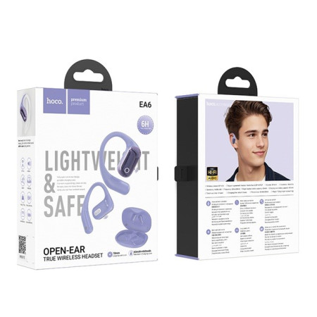 Hoco EA6 Belaidės ausinės su Bluetooth ryšiu - Violetinė