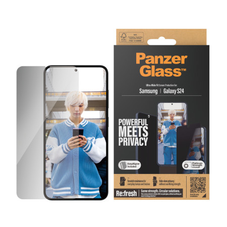 PanzerGlass ® Privatumo ekrano apsauga Samsung Galaxy S24 | Ultra-plačiai pritaikoma su EasyAligner