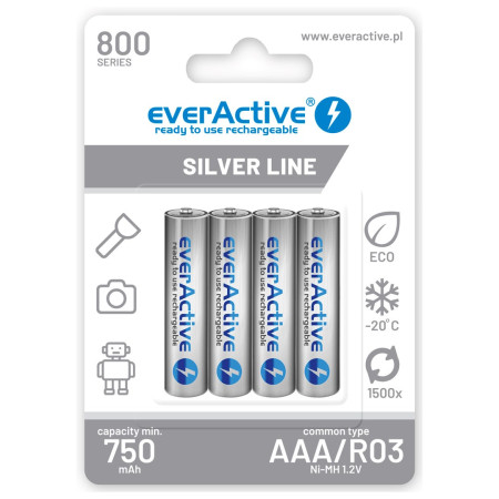 everActive Ni-MH R03 AAA 800 mAh Silver Line akumuliatoriai