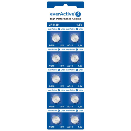 10 x everActive AG10 G10 LR1130 LR54 Šarminės baterijos