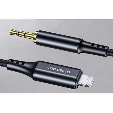 Choetech AUX009 Audio kabelis Lightning į 3,5mm juodas