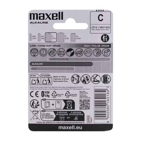 Maxell 162184 buitinė baterija Vienkartinė baterija LR14 Šarminis 2 vnt.