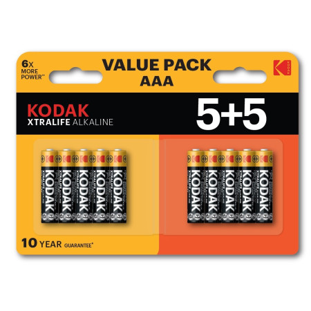 Kodak XTRALIFE Alkaline AAA Baterija 10 (5+5 pakuotė)
