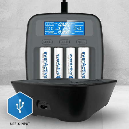 everActive NC1000MV2 Ni-MH USB-C baterijų įkroviklis