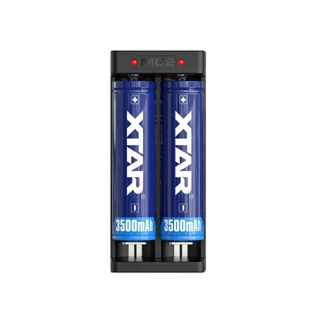 Li-ion 18650 USB-C cilindrinių baterijų įkroviklis – 2 kanalai