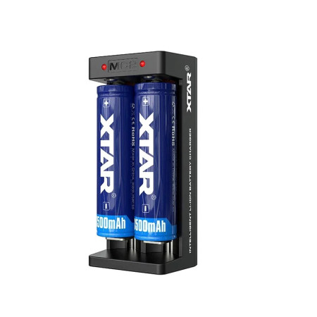 Li-ion 18650 USB-C cilindrinių baterijų įkroviklis – 2 kanalai