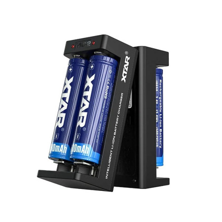 Li-ion 18650 USB-C cilindrinių baterijų įkroviklis – 2 kanalai