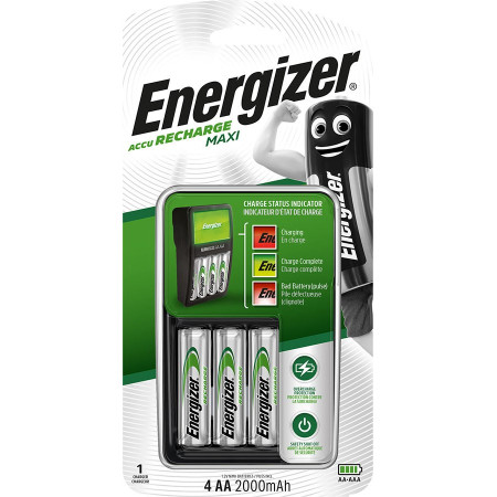 Energizer Maxi ACCU HR6 POW baterijų įkroviklis + 2 AA 2000 mAh baterijos