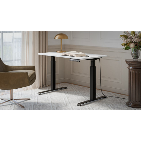 Rašomasis stalas su elektriniu aukščio reguliavimu MOON 121x67x72-120 Juodas/Balta