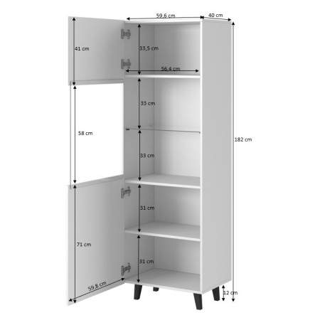 Vitrina PAFOS 60x40x182 matinė juoda