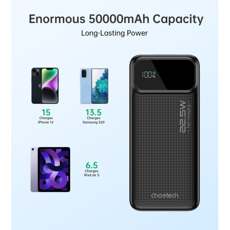 Išorinė baterija Power Bank Choetech B732 22.5W 50000mAh juoda