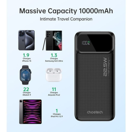 Choetech B728 Išorinė baterija 10000mAh 22.5W | Juoda