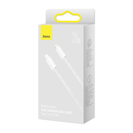 Baseus USB-C į Lightning dinaminis kabelis, 20W, 1m (baltas)