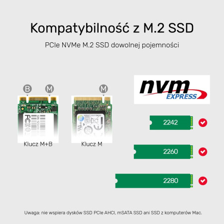 USB-C į PCIe/NVMe M.2 SSD korpusas su offline klonavimu