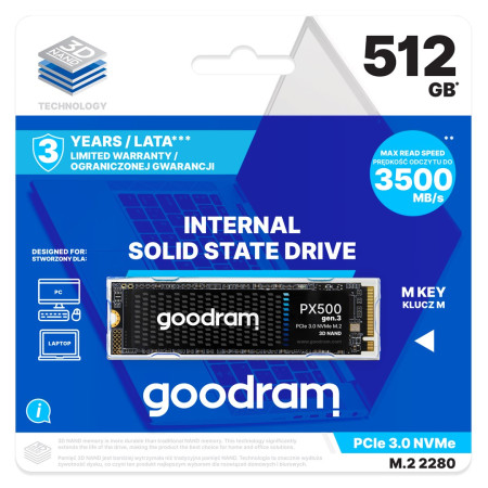 Goodram PX500 GEN.3 SSD diskas 512 GB M.2 PCI Express 3.0 NVMe 3D NAND