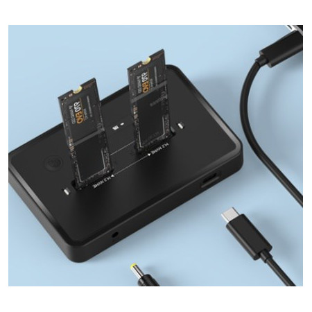 Gembird DD2-U3M2 USB Type-C M.2 NVME ir SATA SSD prijungimo stotelė, juoda