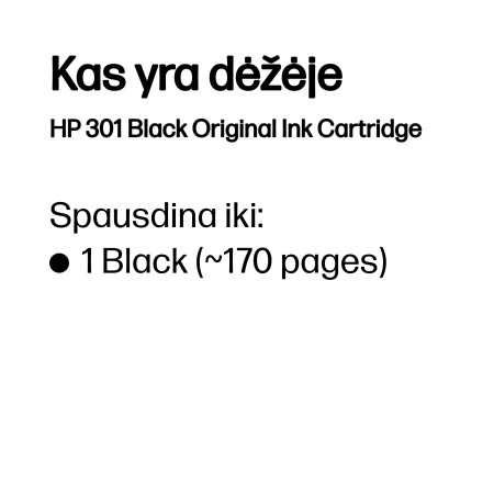 HP 301 Juodas Originalus Rašalo Kasetė