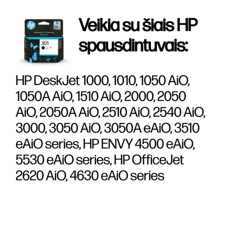 HP 301 Juodas Originalus Rašalo Kasetė
