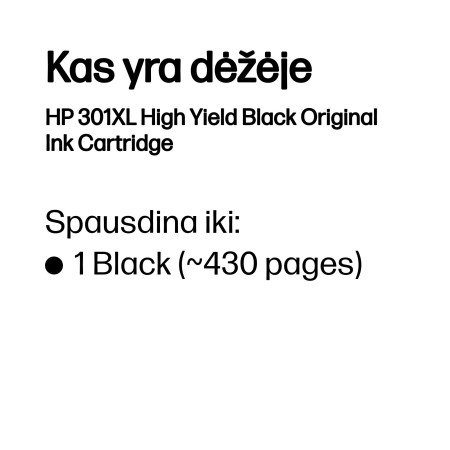 HP 301XL Didelės Talpos Juodas Originalus Rašalo Kasetė