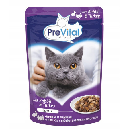 PREVITAL Kalakutiena ir triušis želė - šlapias kačių maistas - 100g