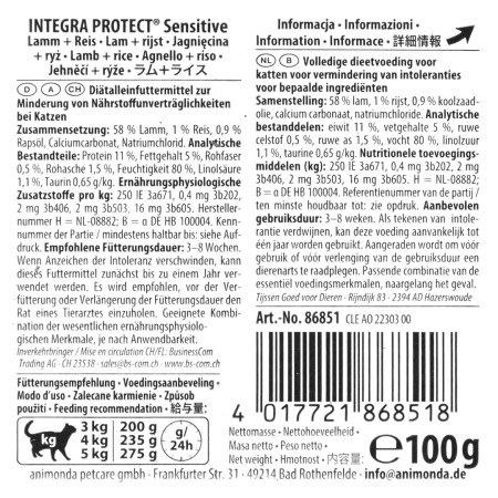 ANIMONDA Integra Protect Sensitive aviena su ryžiais - šlapias kačių maistas - 100g
