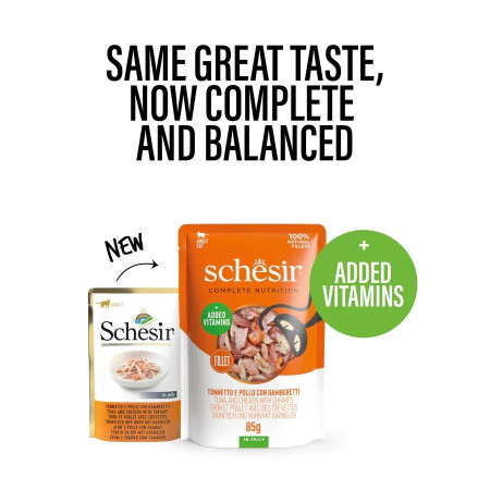 Schesir Tuną ir Vištieną su Krevetėmis Želė - šlapias kačių maistas - 85 g