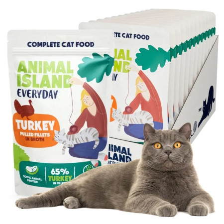 Animal Island Kalakutienos filė sultinyje - šlapias katės maistas - 12 x 85g