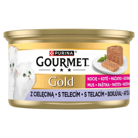 PURINA Gourmet Gold Kačiukams - veršienos mousse - šlapias kačių maistas - 85g