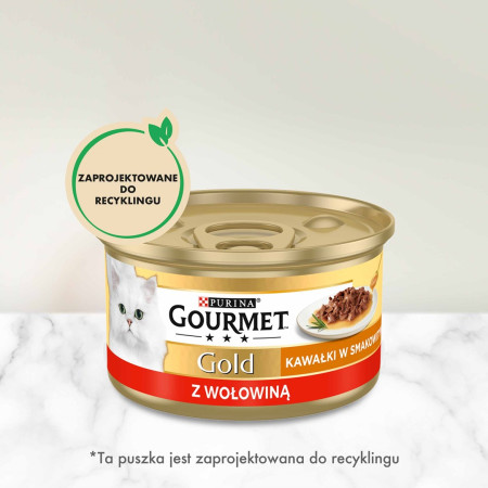PURINA Gourmet Gold padažo delikatesai su jautiena - šlapias kačių maistas - 85g