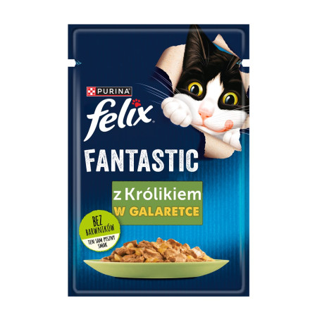 Purina Felix Fantastic Triušis drebučiuose - 85g