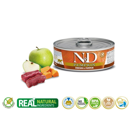 FARMINA N&D CAT Elniena ir Moliūgas - 70g