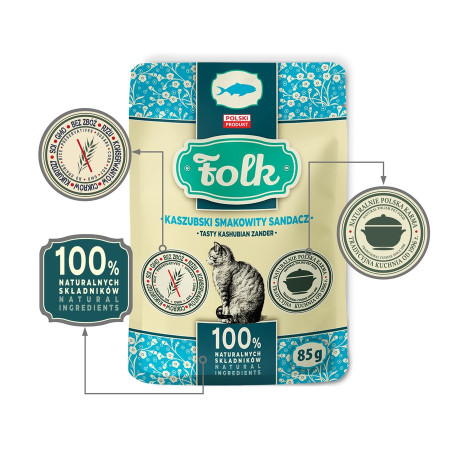 FOLK Skani Kashubų lydekos - šlapias kačių maistas - 85g