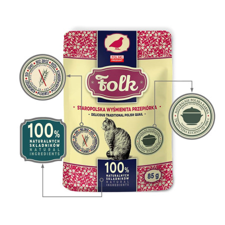 FOLK Skani tradicinė lenkų fazanų - šlapias kačių maistas - 85g