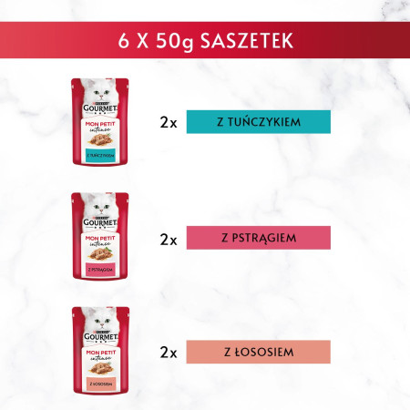 GOURMET Mon Petit Žuvų mišinys - šlapias kačių maistas - 6 x 50 g