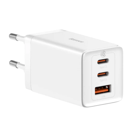 Baseus GaN5 Pro 2xUSB-C + USB, 65W (balta)