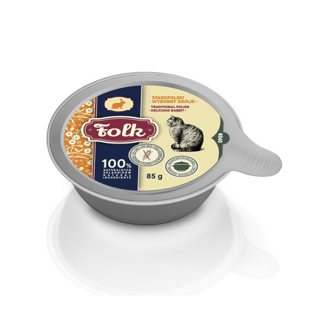 Folk Tradicinis Lenkų skanus triušis - šlapias kačių maistas - 85g