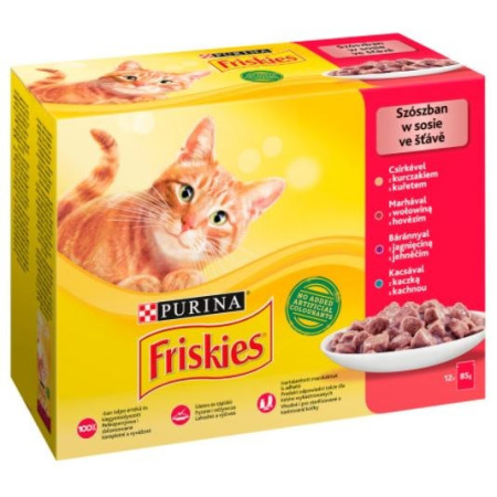 Friskies Mix mėsa - šlapias kačių maistas - 12 x 85 g