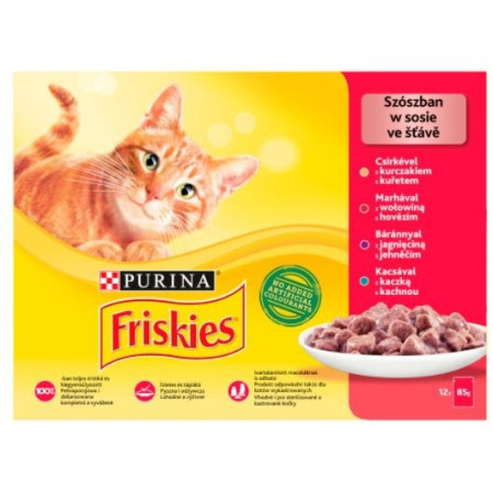 Friskies Mix mėsa - šlapias kačių maistas - 12 x 85 g