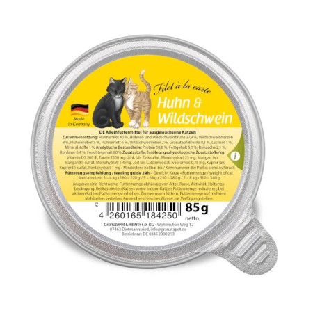 GRANATAPET Filet á la carte Vištiena su šernu - šlapias kačių maistas - 85g