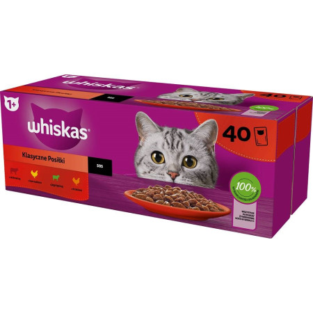 WHISKAS Classic Meals Mišrainė - šlapias kačių maistas - 40x85g