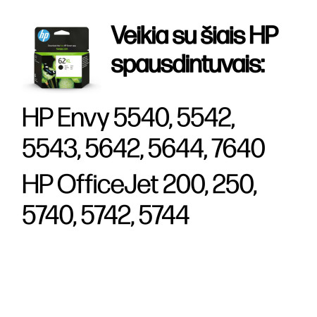 HP 62XL Didelės talpos Juodas Originalus Rašalas