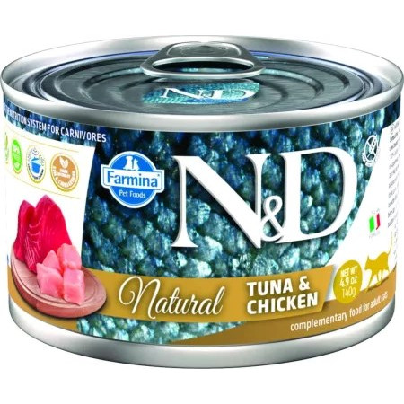 FARMINA N&D Cat Natural Tuna&Chicken - drėgnas kačių ėdalas - 140 g