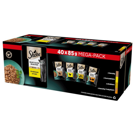 SHEBA Selection Select Slices paukštienos skonių - drėgnas kačių maistas - 40 x 85g