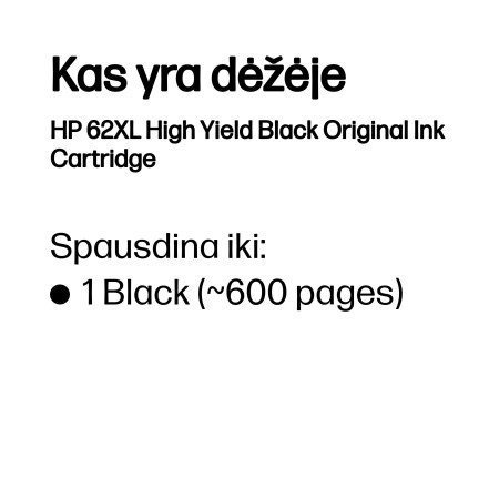 HP 62XL Didelės talpos originalus juodas rašalas