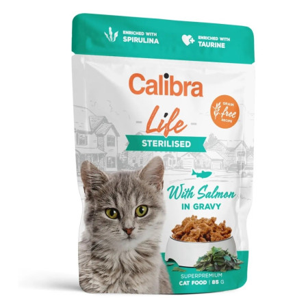 CALIBRA Cat Life pouch Sterilised Lašiša sultinyje - šlapias kačių maistas - 85g