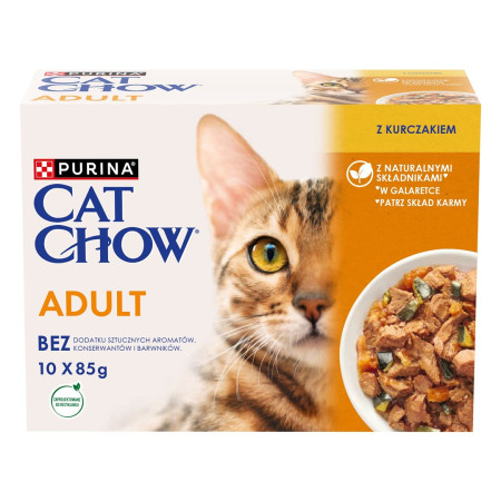PURINA Cat Chow Vištiena, Cukinija - drėgnas kačių maistas - 10x85 g