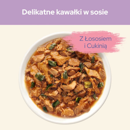 PURINA Cat Chow Sensitive su lašiša ir cukinija padaže - šlapias kačių maistas - 26x85g (20 + 6 GRATIS)