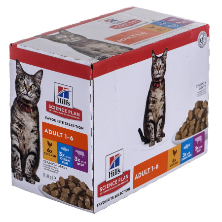HILL'S Feline suaugusiųjų multipakė klasikinis - saszetė 12x85g